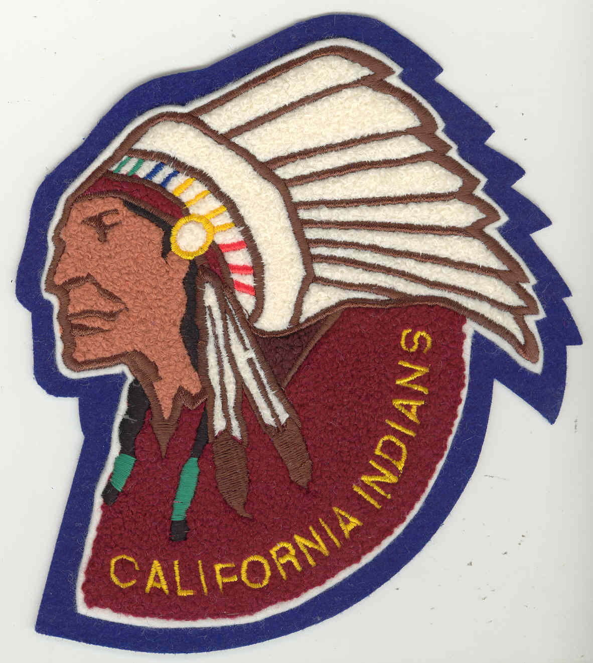 Custom patches, Chenille Letters and Emblems, CALIFORNIA INDIANS chenille embroidery